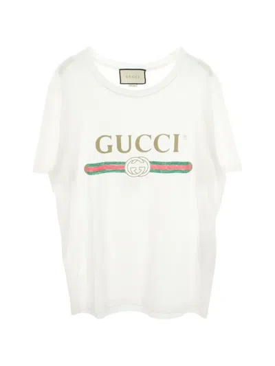 Pre-owned Gucci 2010s Logo-print T-shirt In White