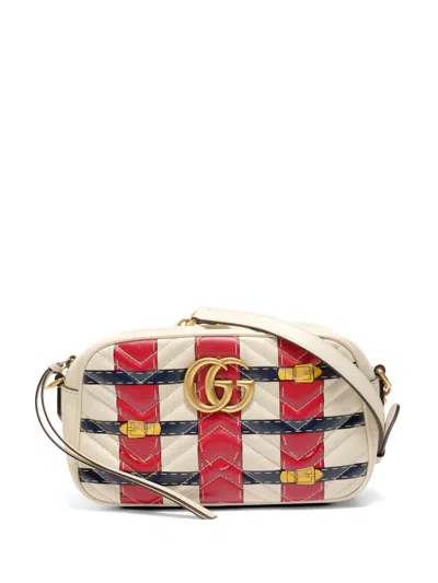 Pre-owned Gucci 2010s Marmont Leather Shoulder Bag In Neutral