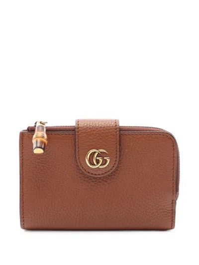 Pre-owned Gucci 2010s Medium Bamboo Double G Wallet In Brown