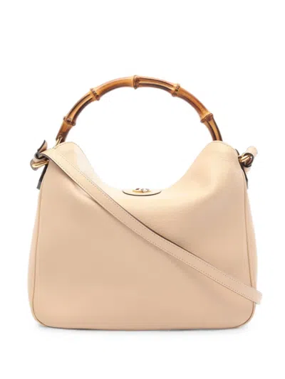 Pre-owned Gucci 2010s Medium Diana Bamboo Tote Bag In Neutrals
