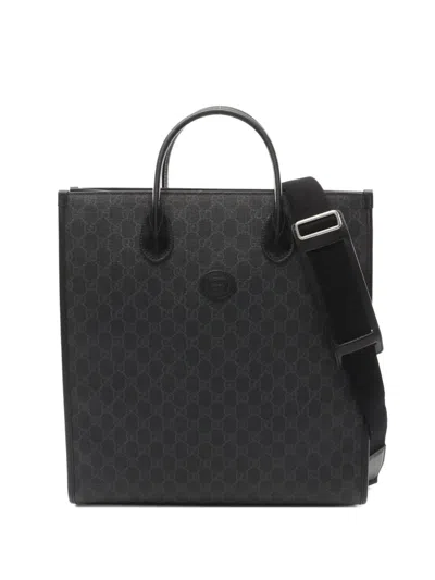 Pre-owned Gucci 2010s Medium Gg Supreme Tote Bag In Black