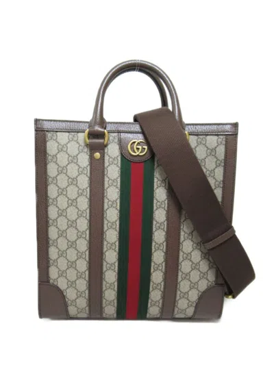 Pre-owned Gucci 2010s Medium Ophidia Tote Bag In Brown