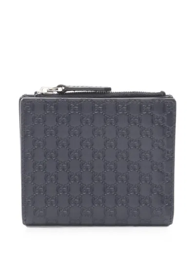 Pre-owned Gucci 2010s Micro-gg Ssima Wallet In Blue