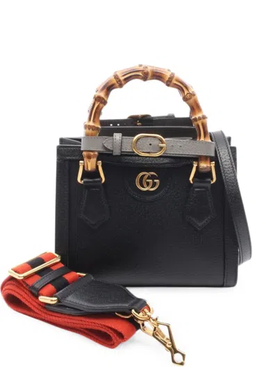 Pre-owned Gucci 2010s Mini Diana Bamboo Tote Bag In Black