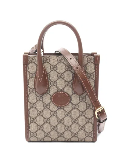 Pre-owned Gucci 2010s Mini Interlocking-g Tote Bag In Neutral