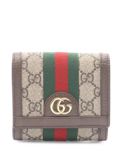 Pre-owned Gucci 2010s Ophidia Gg Bi-fold Wallet In Neutrals