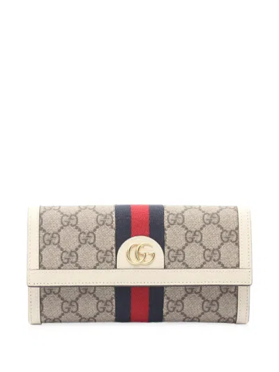 Pre-owned Gucci 2010s Ophidia Gg Supreme Wallet In Neutral