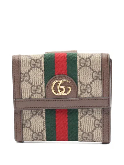 Pre-owned Gucci 2010s Ophidia Gg Wallet In Neutrals