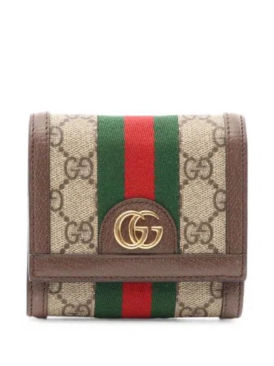 Pre-owned Gucci 2010s Ophidia Gg Wallet In Neutrals