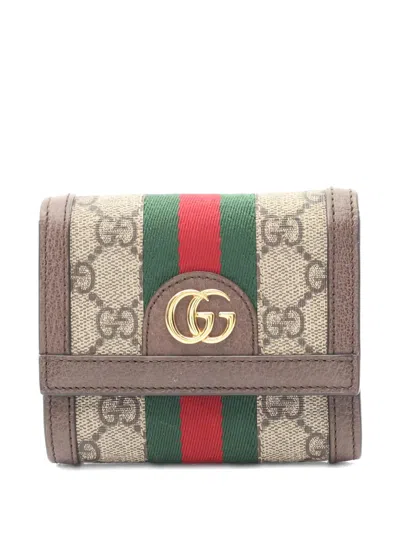 Pre-owned Gucci 2010s Ophidia Trifold Wallet In Brown