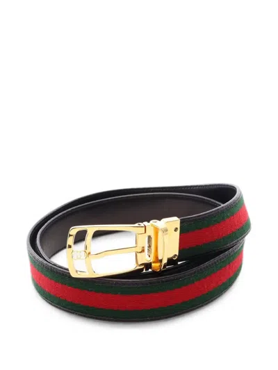 Pre-owned Gucci 2010s Ophidia Web-stripe Belt In Green