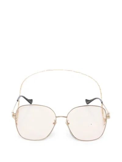 Pre-owned Gucci 2010s Oversized-frame Sunglasses In Gold