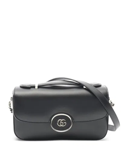 Pre-owned Gucci 2010s Petite Gg Mini Leather Shoulder Bag In Black