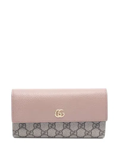 Pre-owned Gucci 2010s Petite Marmont Continental Wallet In Neutral