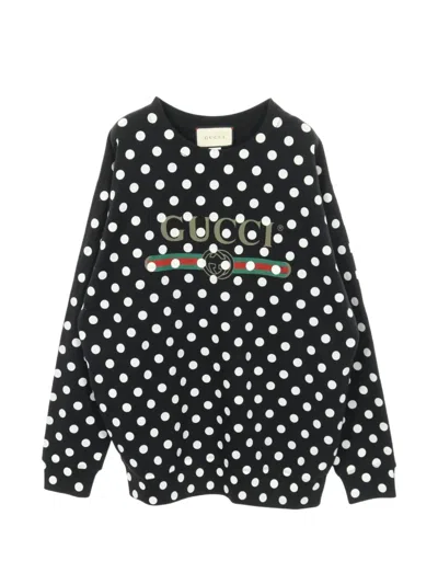 Pre-owned Gucci 2010s Polka-dot Sweatshirt In Black