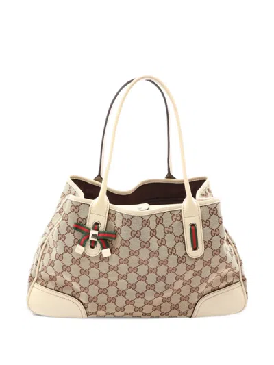 Pre-owned Gucci 2010s Princy Web Tote Bag In Neutrals