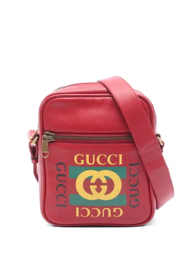 Pre-owned Gucci 2010s Printed Leather Shoulder Bag In Red