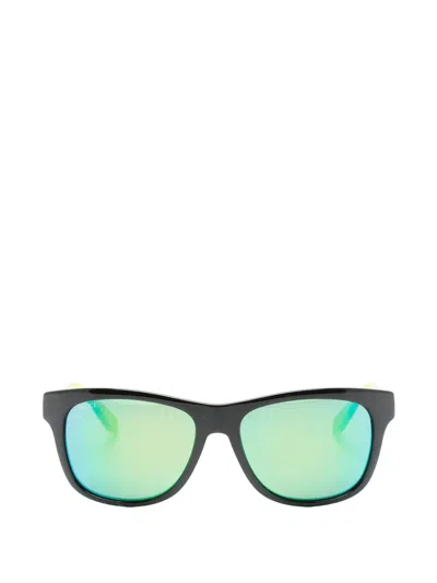 Pre-owned Gucci 2010s Rectangle Stripe Sunglasses In Black