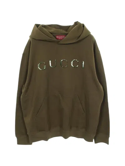 Pre-owned Gucci 2010s Sequin Logo Hoodie In Green