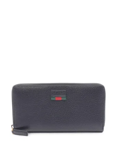 Pre-owned Gucci 2010s Sherry Line Leather Wallet In Black
