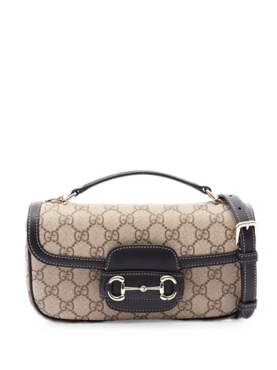 Pre-owned Gucci 2010s Small Horsebit 1955 Gg Supreme Two-way Handbag In Neutral