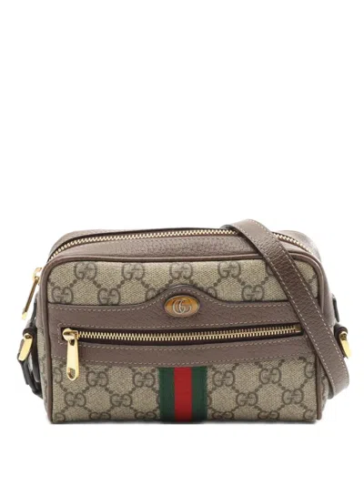 Pre-owned Gucci 2010s Small Ophidia Gg-supreme Monogram Cross Body Bag In Neutral