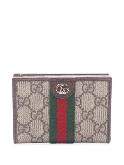 Pre-owned Gucci 2010s Small Ophidia Gg Supreme Wallet In Neutral