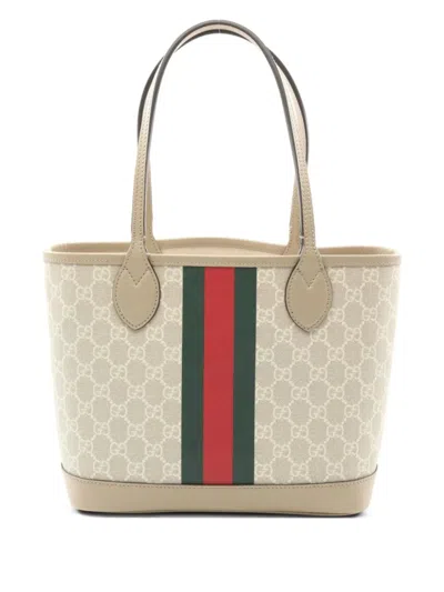 Pre-owned Gucci 2010s Small Ophidia Gg Tote Bag In Neutrals