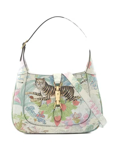 Pre-owned Gucci 2010s Small Tiger Jackie 1961 Tote Bag In Neutral