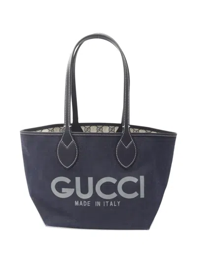 Pre-owned Gucci 2010s Small Tortissima Tote Bag In Blue