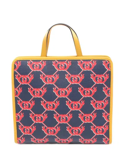 Pre-owned Gucci 2010s Snail Pattern Handbag In Blue