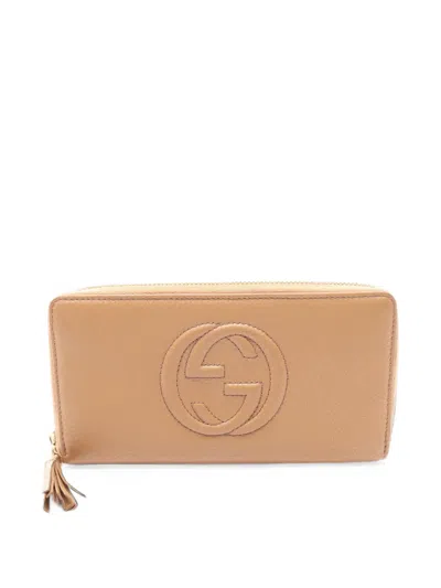 Pre-owned Gucci 2010s Soho Interlocking G Long Wallet In Neutrals