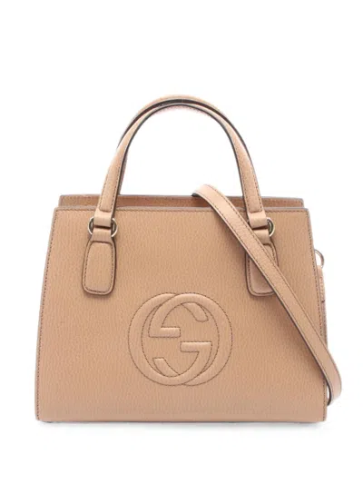 Pre-owned Gucci 2010s Soho Interlocking-g Leather Tote Bag In Neutral