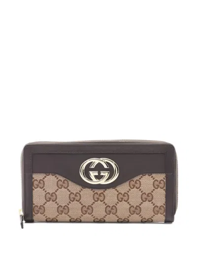 Pre-owned Gucci 2010s Sukey Gg Zippe Wallet In Neutral