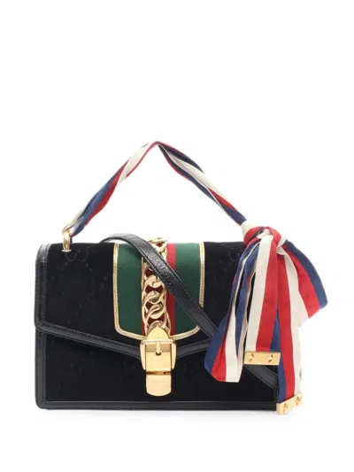 Pre-owned Gucci 2010s Sylvie Gg Pattern Tote Bag In Black