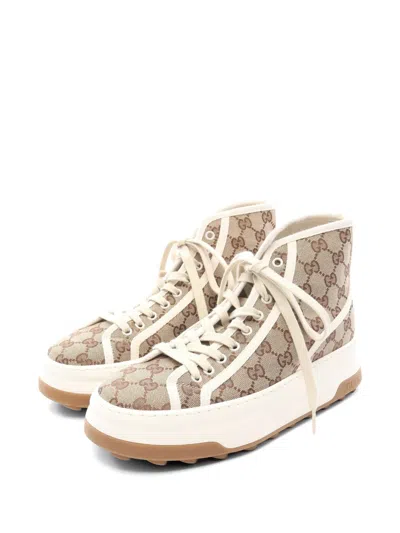 Pre-owned Gucci 2010s Tennis 1977 Monogram-pattern Sneakers In Neutral