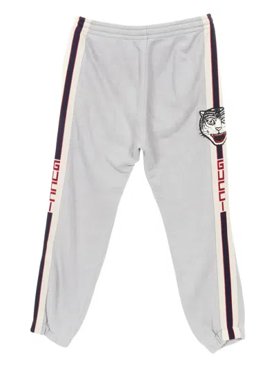 Pre-owned Gucci 2010s Tiger Striped Track Pants In Gray