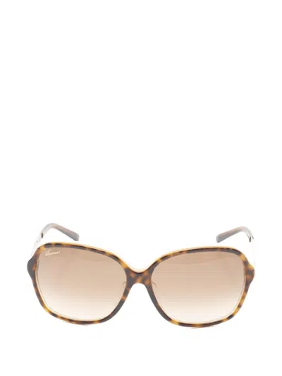 Pre-owned Gucci 2010s Tortoiseshell Oversized-frame Sunglasses In Gold