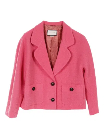 Pre-owned Gucci 2010s Tweed Pocket Jacket In Pink