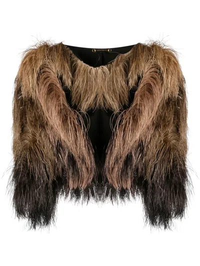 Pre-owned Gucci 2010s Two-tone Feather Sleeves In Brown