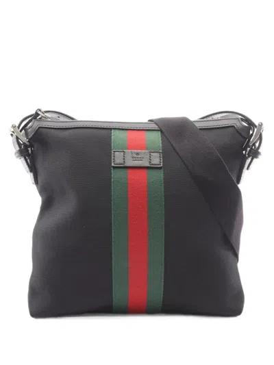 Pre-owned Gucci 2010s Web Sherry Messenger Bag In Black
