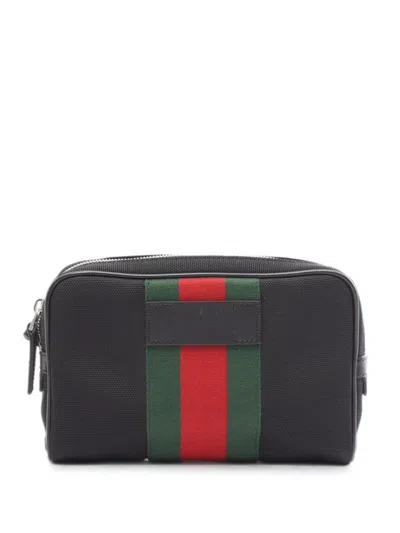 Pre-owned Gucci 2010s Web Stripe Belt Bag In Black