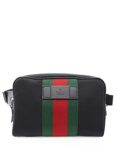Pre-owned Gucci 2010s Web Stripe Belt Bag In Black