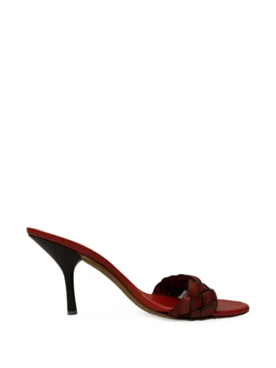 Pre-owned Gucci 2010s Woven-strap Slide Sandals In Red