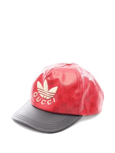 Pre-owned Gucci 2010s X Adidas Gg Trefoil Baseball Cap In Red