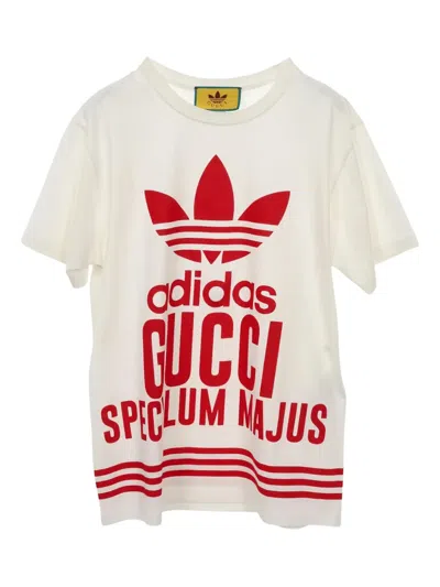 Pre-owned Gucci 2010s X Adidas Trefoil Crewneck T-shirt In White