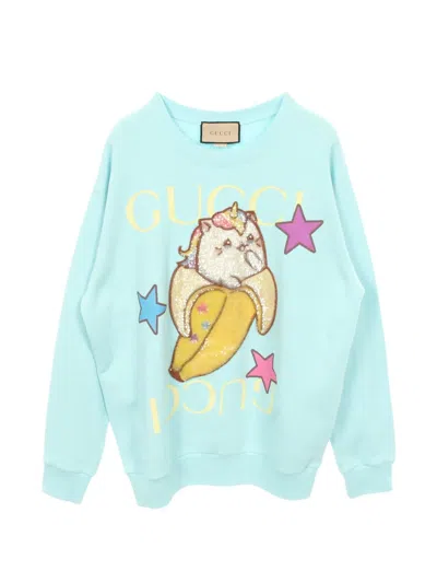 Pre-owned Gucci 2010s X Bananya Sequin Sweater In Blue