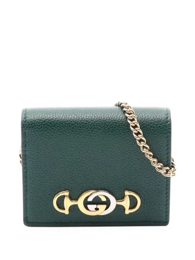 Pre-owned Gucci 2010s Zumi Chain Wallet In Green