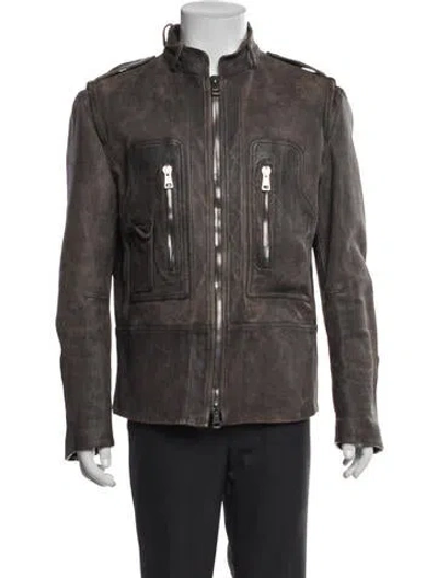 Pre-owned Gucci 2011 Leather Moto Jacket In Brown