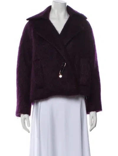 Pre-owned Gucci 2011 Mohair Faux Fur Jacket In Purple